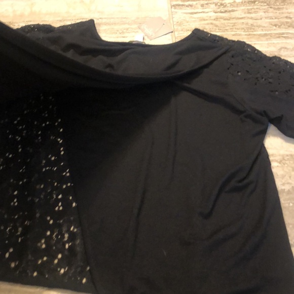 NWT Anthropologie  Weston Wear Upstaged Lace Tee Split Blouse Black Size Small - Picture 12 of 15